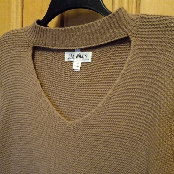 Mocha Brown Knit Extra Long Tunic Length Sweater Size XL (T-328) - Picture 4 of 7